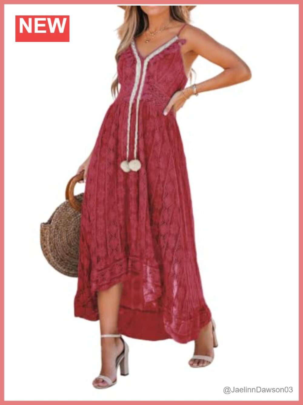 Lace Maxi Dress Sleeveless Smocked V-Neck Summer Beach Vacation